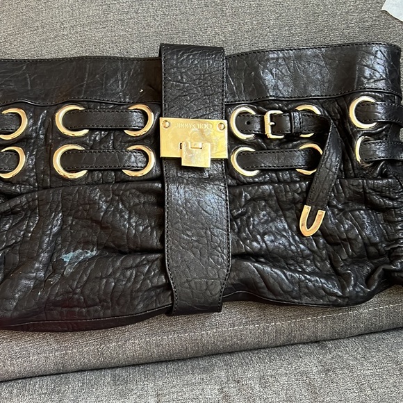 JIMMY CHOO Leather Rio Oversized Clutch Black - Picture 9 of 10